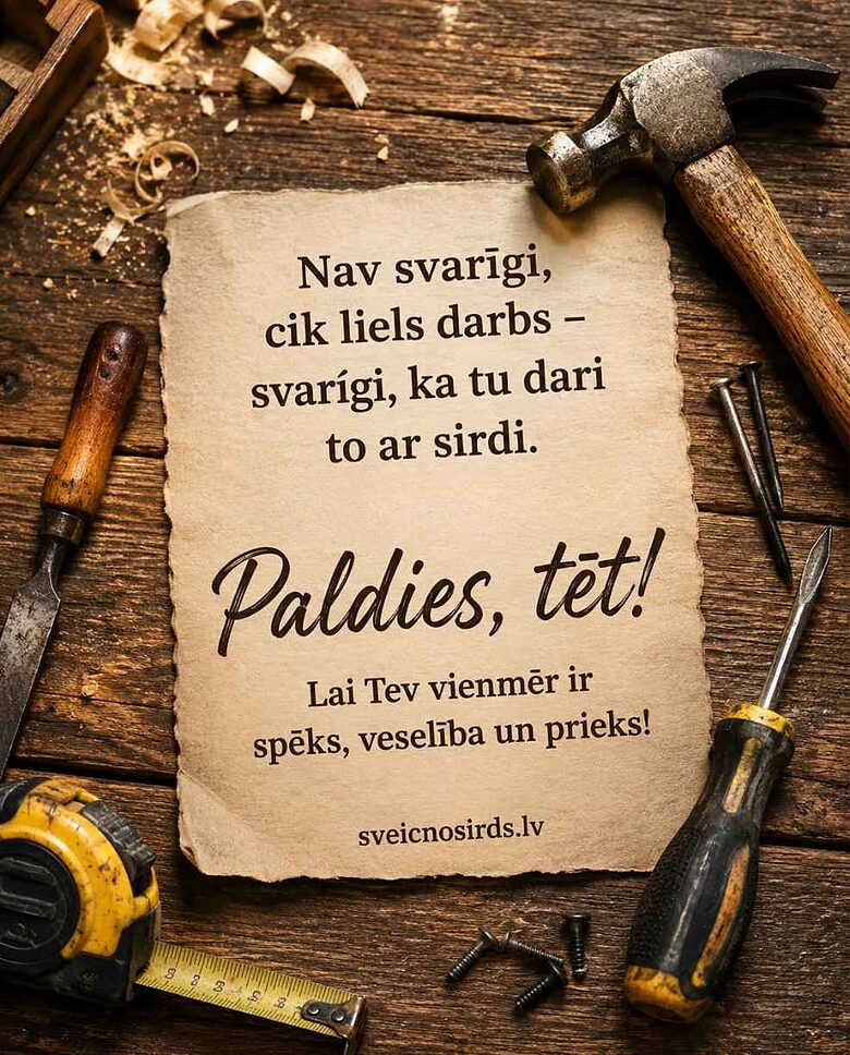 apsveikuma kartiņa tēva dienā, jauki vārdi