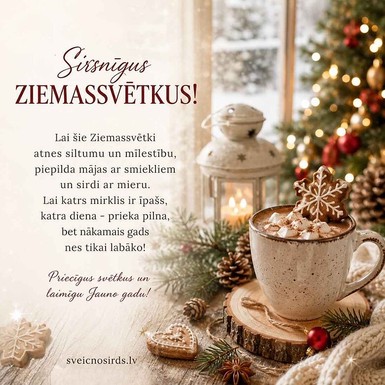Gaišas domas Ziemassvētkos  apsveikuma kartiņa