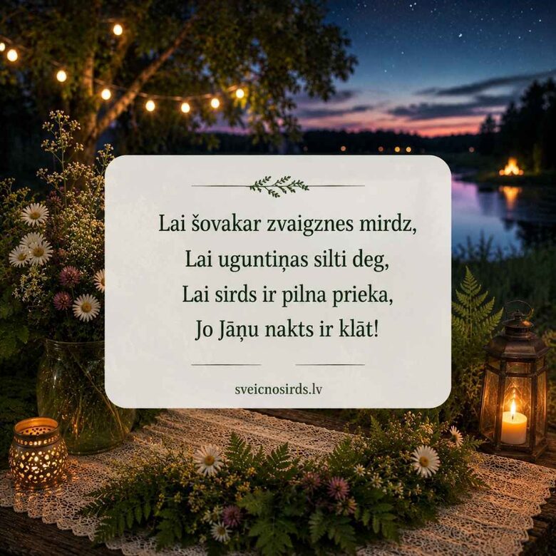 Skaistākie Līgo novēlējumi un Jāņu pantiņi kartītēm