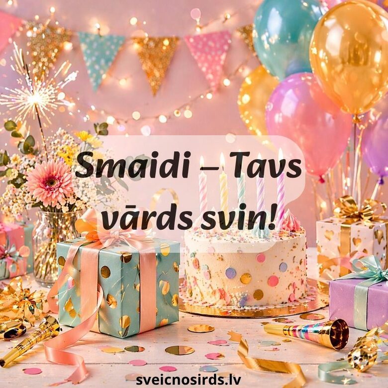 Smaidi – Tavs vārds svin! apsveikuma kartiņa