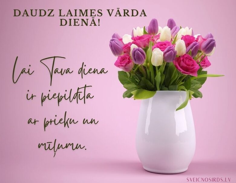 vārda dienas apsveikuma kartiņa ar ziediem