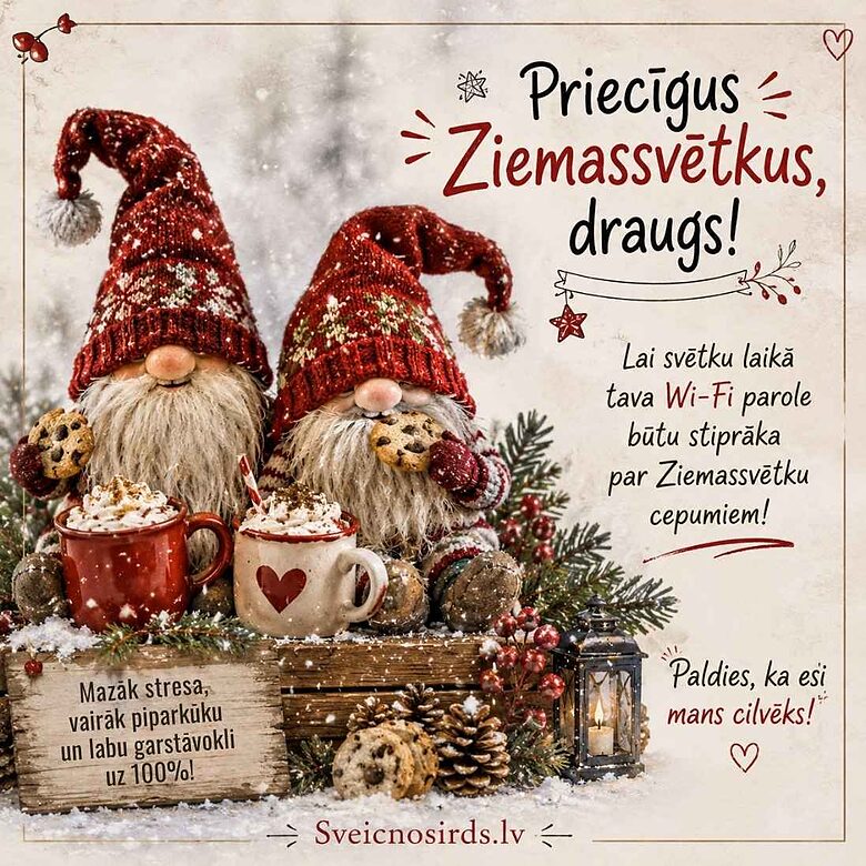 Ziemassvētkuc un Jaunā gada apsveikuma kartiņa
