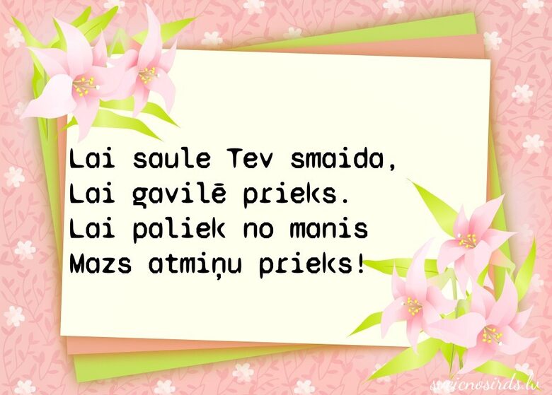 Novēlējums vārda dienā kartiņa